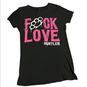 Hustler Hollywood Black and Pink Graphic Tee